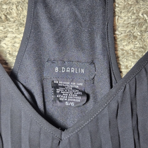 B Darlin Pleated Black Halter Maxi Dress With Tie Belt Size 5/6 - Picture 2 of 9